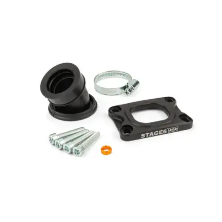 Ansaugstutzen Stage6 360° AM6 / Derbi schwarz für Mikuni TM24 Preis Gesenkt