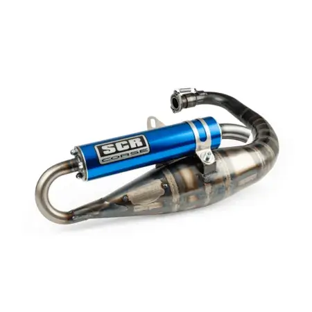 Auspuff SCR Corse Handmade 70 Minarelli stehend blau Günstig