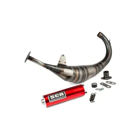 Markenprodukt Auspuff SCR Corse Racing Line 70-80 Derbi rot