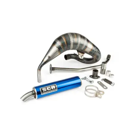 Bestseller Auspuff SCR Corse Racing Line Cross 70-80 Rieju MRT blau