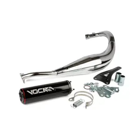 Schneller Versand Auspuff VOCA Chromed 50cc / 70cc Minarelli AM6 ESD schwarz mit Straßenzulassung