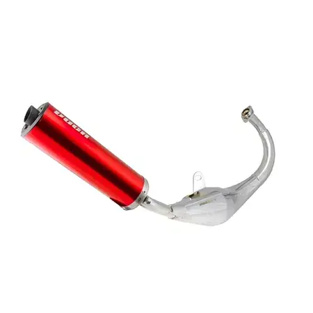 Auspuff VOCA Chromed 50cc / 70cc Derbi Senda ESD rot mit Straßenzulassung Super-Preis