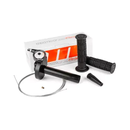Markenware Kurzhubgasgriff + Griffe + Gaszug Motoforce Racing universal schwarz