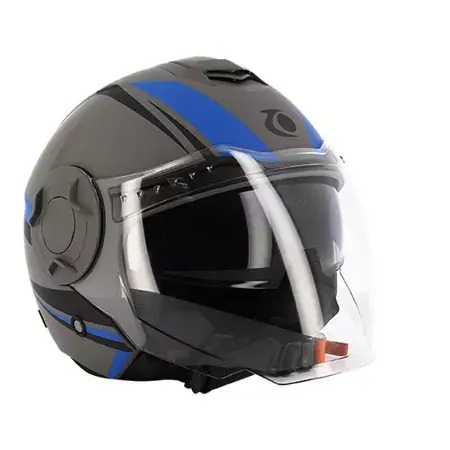 Jethelm Trendy T-406 Hopis grau/blau/matt schwarz Finale Aktion
