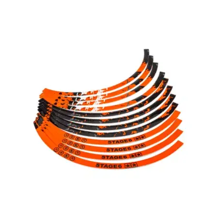Felgenaufkleber 13" Stage6 orange / schwarz Geprüft