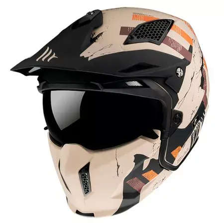 Trial Helm MT Streetfighter SV Skull weiß / Orange matt Garantierte Lieferung